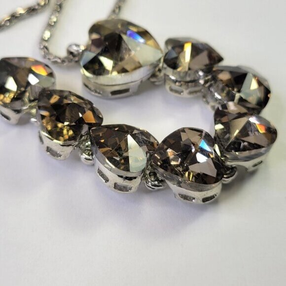 Crystal Heart Shape Pendants Necklace Long Statement Heart shape Necklace - Picture 2 of 8